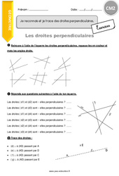 Reconnaitre et tracer des droites perpendiculaires - Exercices avec correction : 5eme Primaire - PDF à imprimer