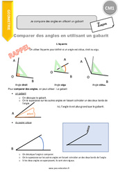 Je compare des angles en utilisant un gabarit - Cours, Leçon : 4eme Primaire <small style='color:inherit;'>(téléchargement gratuit)</small>