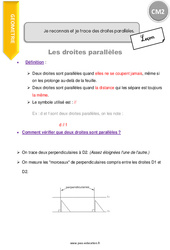 Reconnaitre et tracer des droites parallèles - Cours, Leçon : 5eme Primaire - PDF à imprimer