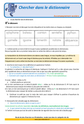 Chercher dans le dictionnaire - Soutien scolaire - Aide aux devoirs : 3eme Primaire - PDF à imprimer