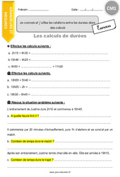 Connaître et utiliser les relations entre les durées dans des calculs - Exercices  : 4eme Primaire - PDF à imprimer