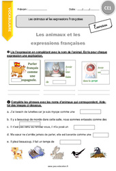 Les animaux et les expressions française - Exercices avec correction : 2eme Primaire - PDF à imprimer