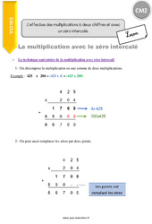J’effectue des multiplications à deux chiffres et avec un zéro intercalé - Cours, Leçon : 5eme Primaire - PDF gratuit à imprimer