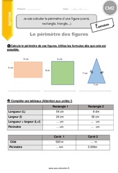 Comment calculer le périmètre d’une figure (carré, rectangle, triangle…) - Exercices  : 5eme Primaire - PDF à imprimer