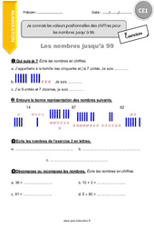 Connaître les valeurs positionnelles des chiffres pour les nombres jusqu’à 99 - Exercices avec correction : 2eme Primaire - PDF à imprimer