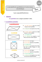 Comment identifier les quadrilatères en fonction de leurs caractéristiques - Cours, Leçon : 5eme Primaire - PDF gratuit à imprimer