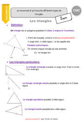 Reconnaitre et tracer les différents types de triangles - Cours, Leçon : 5eme Primaire - PDF à imprimer