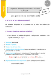 J’organise les données pour résoudre un problème multiplicatif - Cours, Leçon : 5eme Primaire - PDF gratuit à imprimer