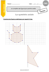 Je complète des figures par symétrie axiale - Exercices avec correction : 4eme Primaire - PDF à imprimer