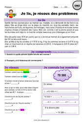 Multiplication, euros - Je lis et je résous des problèmes : 5eme Primaire - PDF à imprimer