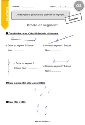 Comment distinguer et tracer une droite et un segment - Exercices avec correction : 3eme Primaire