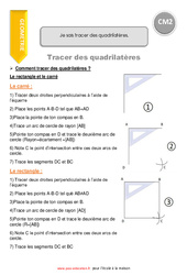 Comment tracer des quadrilatères - Cours, Leçon : 5eme Primaire - PDF gratuit à imprimer
