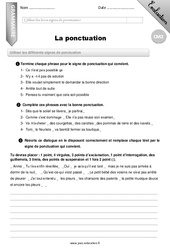 La ponctuation - Examen Evaluation - Bilan : 5eme Primaire - PDF à imprimer