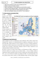 L’union européenne, une union d’états - Cours - Géographie : 3eme Secondaire - PDF à imprimer