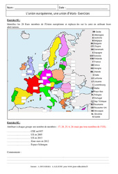 L’union européenne, une union d’états - Exercices corrigés - Géographie : 3eme Secondaire - PDF à imprimer