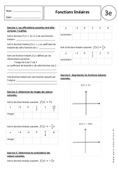 Fonctions linéaires - Exercices corrigés : 3eme Secondaire - PDF à imprimer