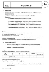 Probabilités - Cours : 3eme Secondaire - PDF à imprimer