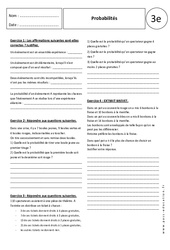 Probabilités - Exercices corrigés : 3eme Secondaire - PDF à imprimer