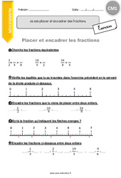 Comment placer et encadrer des fractions - Exercices à corriger : 4eme Primaire - PDF à imprimer