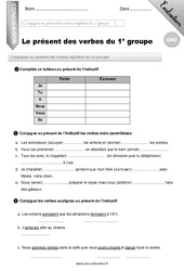 Présent des verbes réguliers du 1e groupe - Examen Evaluation - Bilan : 5eme Primaire - PDF à imprimer