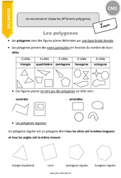 Reconnaitre et classer les différents polygones - Cours, Leçon : 4eme Primaire - PDF à imprimer