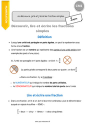 Découvrir, lire et écrire les fractions simples - Cours, Leçon : 4eme Primaire - PDF gratuit à imprimer