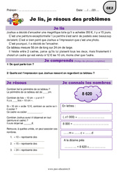 Euros, addition, multiplication et  mesures - Problèmes mathématiques en autonomie : 3eme Primaire - PDF à imprimer