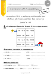 Connaître le nombre 100 et ses caractéristiques - Exercices avec correction : 2eme Primaire - PDF à imprimer