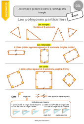 Connaître et décrire le carré, le rectangle et le triangle - Cours, Leçon : 2eme Primaire - PDF à imprimer