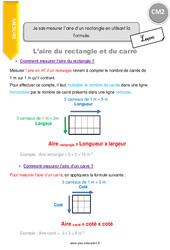 Comment mesurer l’aire d’un rectangle en utilisant la formule - Cours, Leçon : 5eme Primaire - PDF gratuit à imprimer