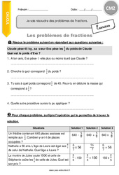 Comment résoudre des problèmes de fractions - Exercices avec correction : 5eme Primaire - PDF à imprimer