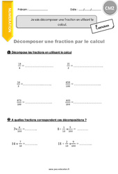 Comment décomposer une fraction en utilisant le calcul - Exercices  : 5eme Primaire - PDF à imprimer